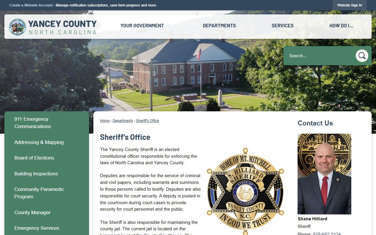 Yancey County arrest records and court charges sheriff office page