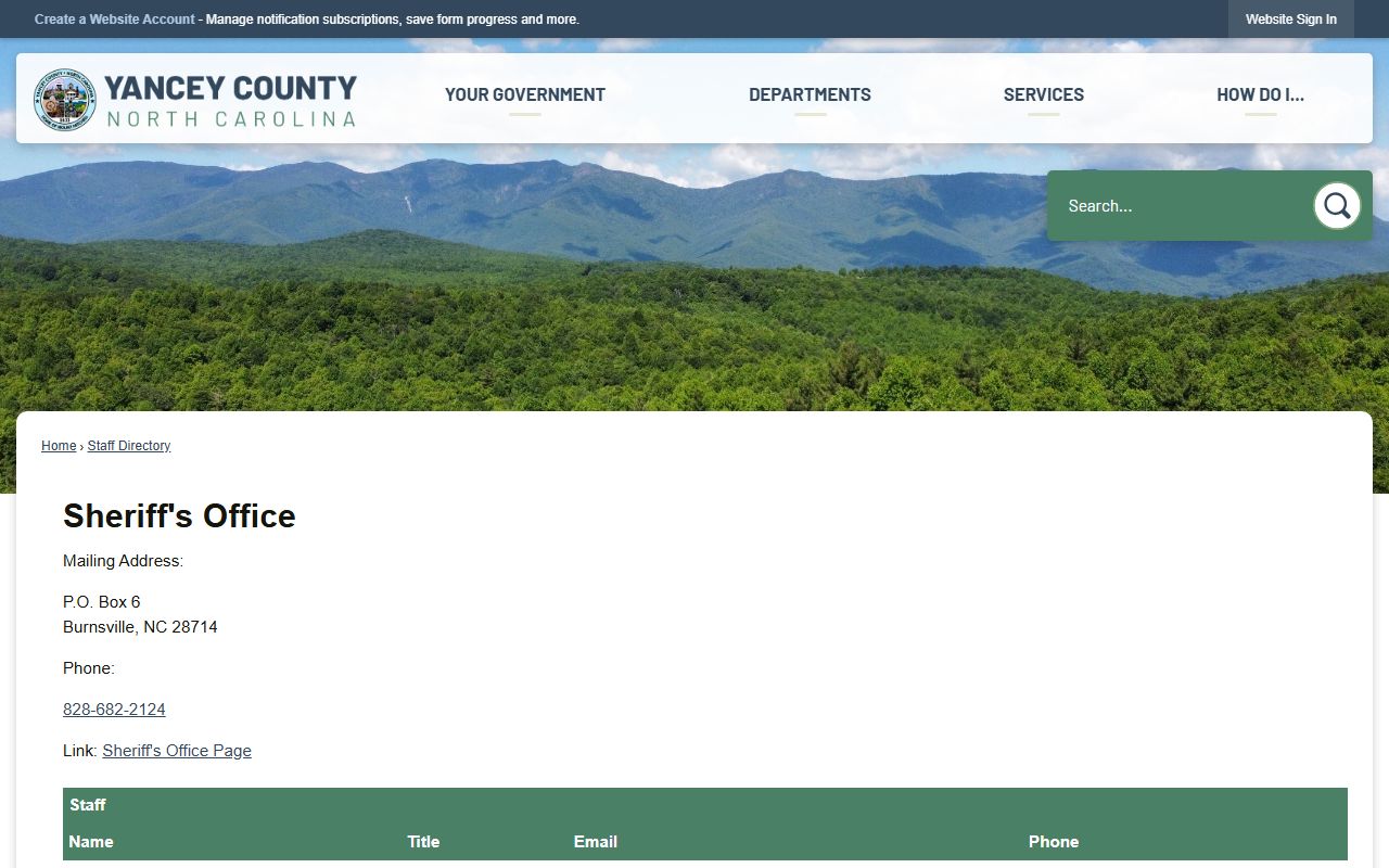 Yancey County arrest records and court charges sheriff staff directory