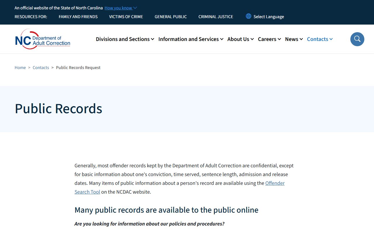 Yancey County arrest records and court charges NCDAC public records page