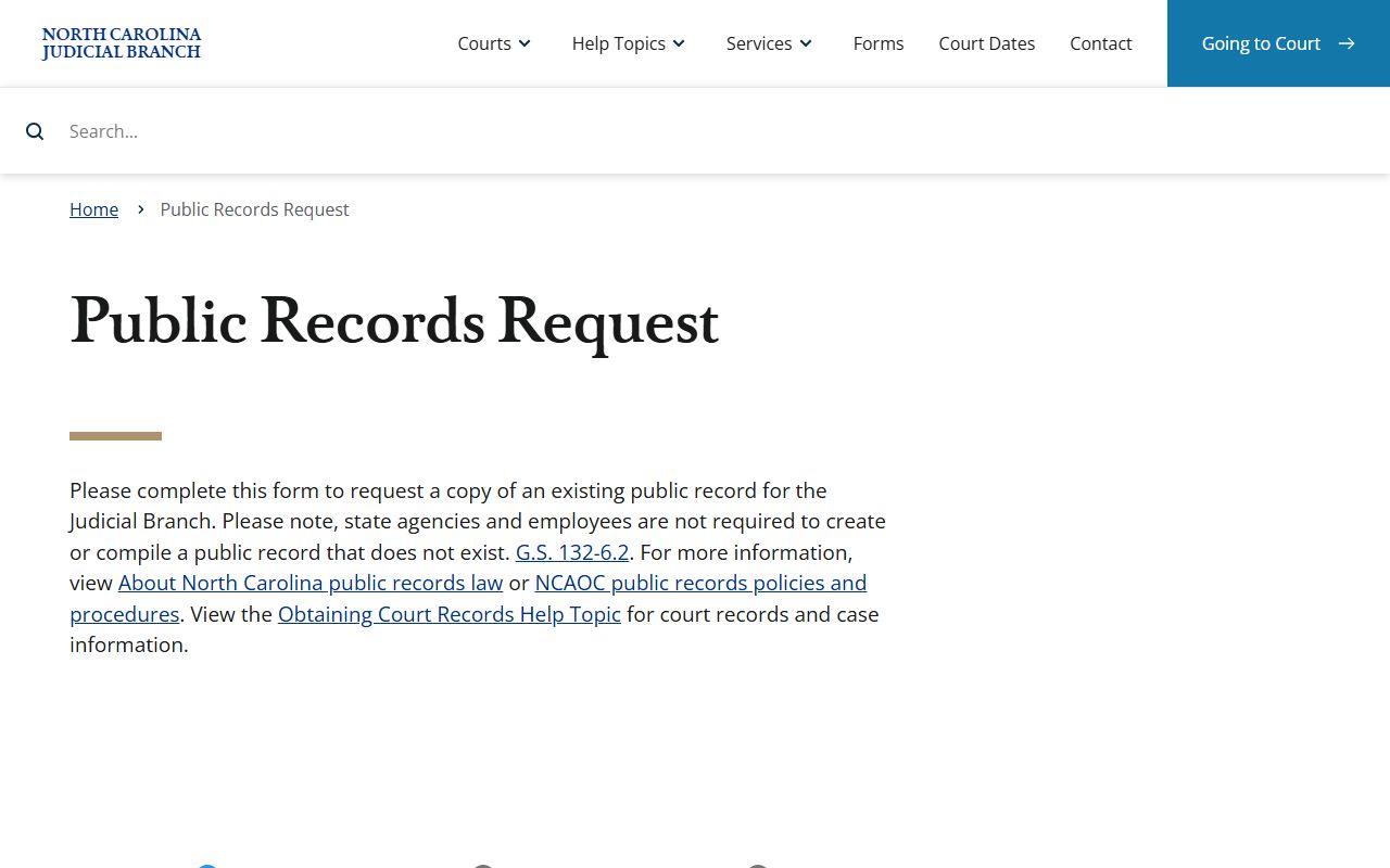 Yancey County court records NCAOC public records request guidance