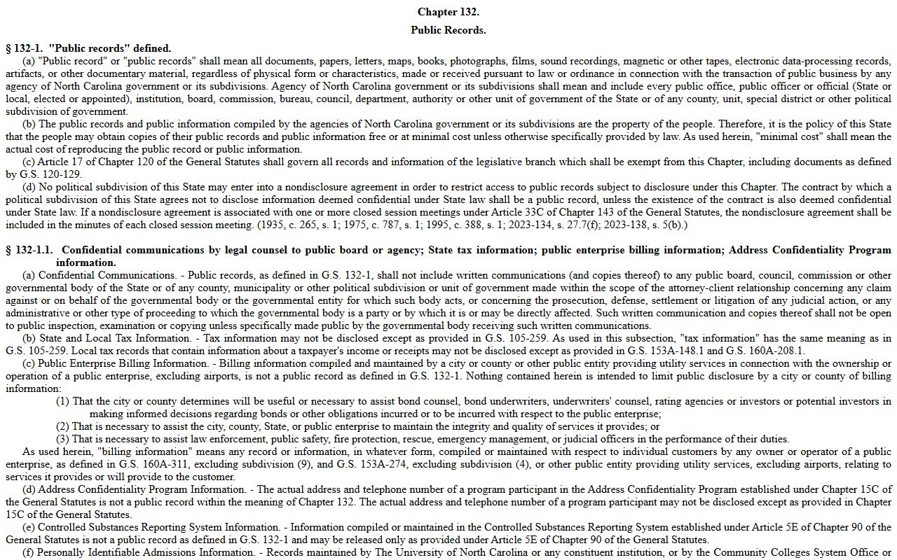 Yancey County criminal court records North Carolina Public Records Act