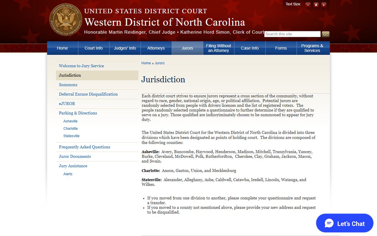 Yancey County federal court jurisdiction for Superior Court users
