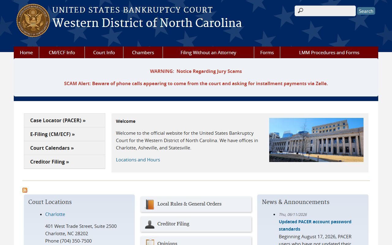 Yancey County bankruptcy court record route for Superior Court users