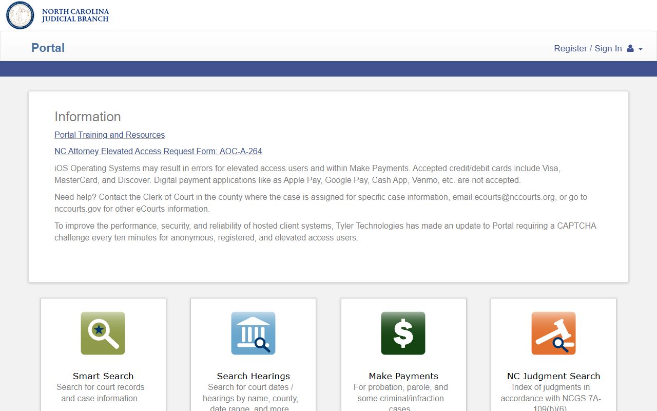 Yancey County Court records access through NC eCourts Portal