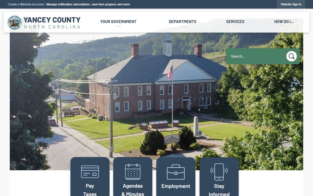 Yancey County government homepage for court records local context