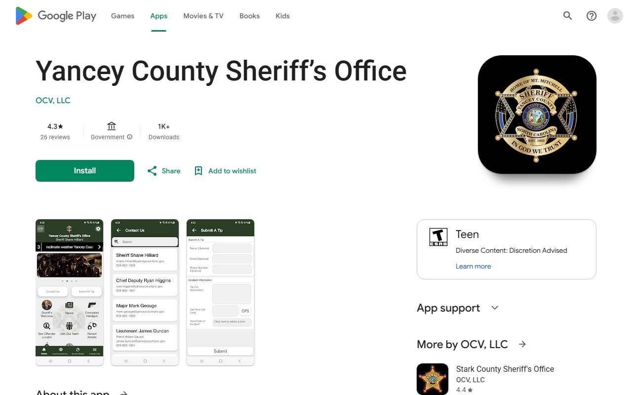 Yancey County inmate search sheriff office Google Play app listing