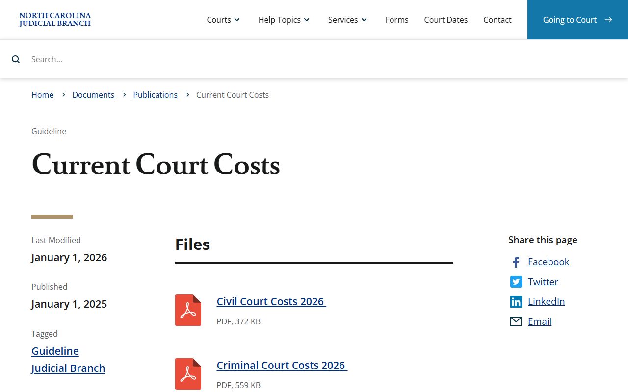 Yancey County probate records court costs