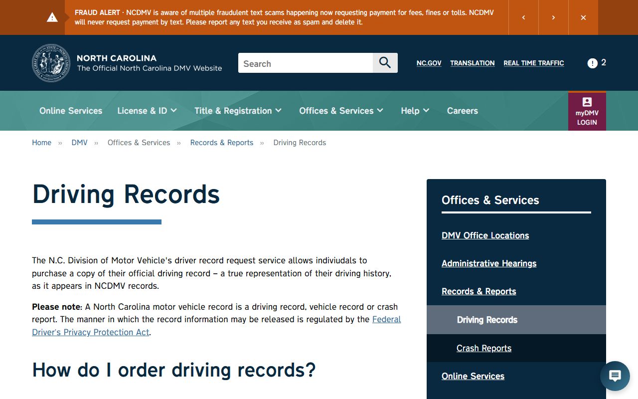 Yancey County traffic court records and NCDMV driving records